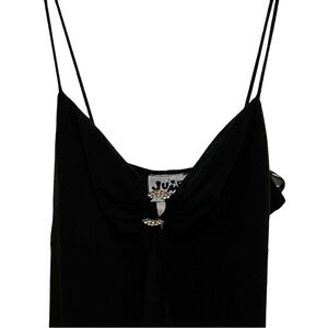 Jump Black Maxi Evening Dress With Ruffle Front Drape Size 9/10